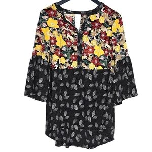 Suzanne Betro Weekend Women Boho Tunic Top Long Bell Sleeves Blouse